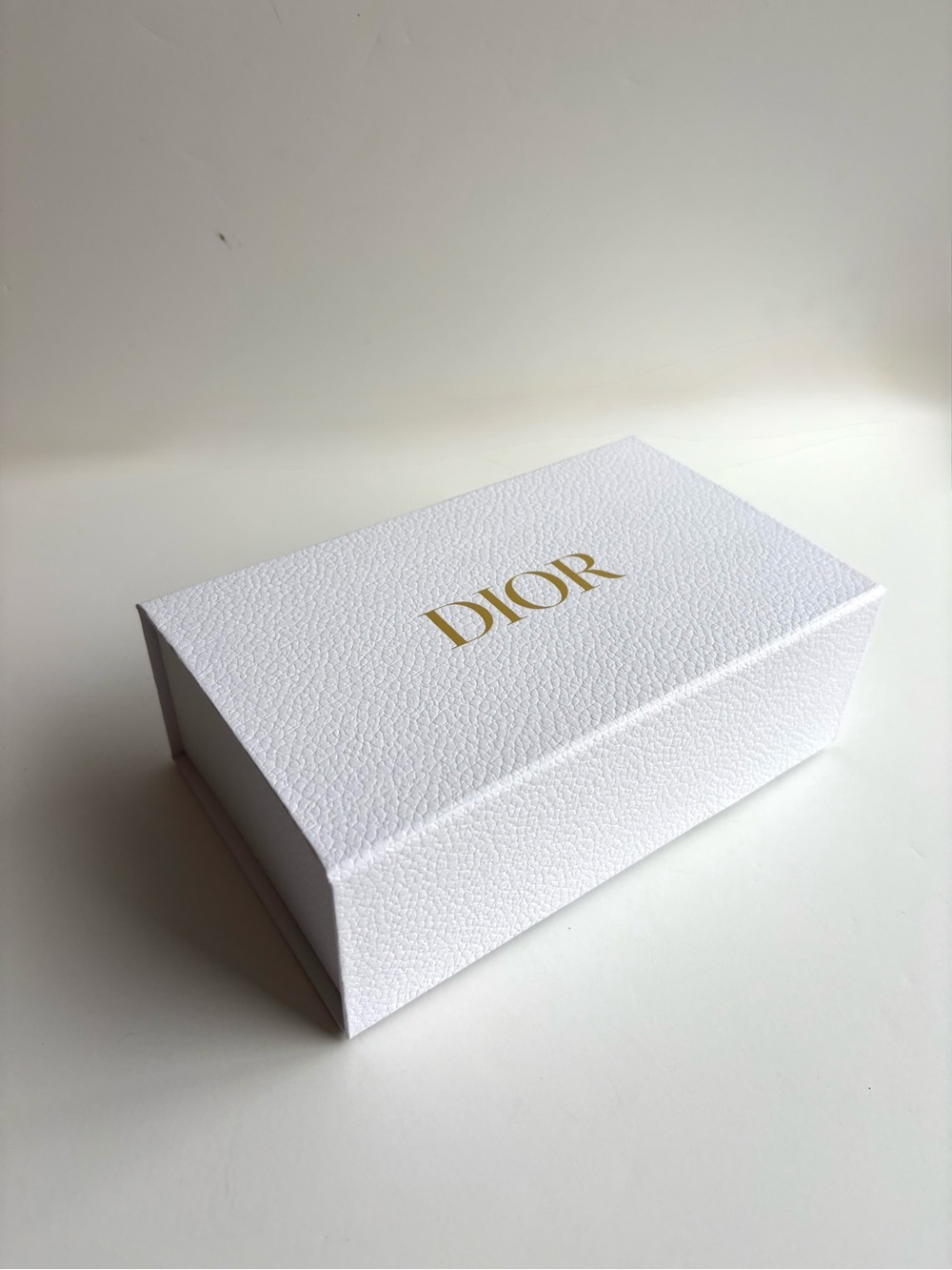 Dior White Textured Gift Box with Gold Logo Luxury